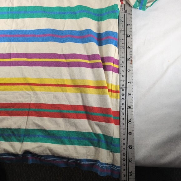 GUESS 90s Striped Embroidered Shirt Men S Small White Multi Short Sleeve Retro - Picture 5 of 11